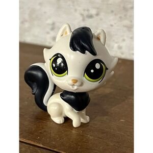 Littlest Pet Shop LPS Glossy Felinsky Kitty Cat #319 Black & White Persia